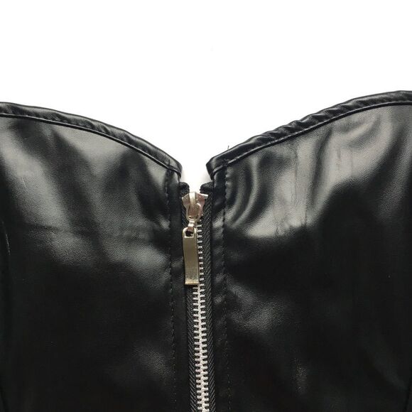 🆕Faux Leather Burlesque Bustier Hourglass Slimming Corset Top - Picture 7 of 10